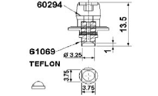 Europlacer Nozzle COMPLETE, Black Teflon, No.22, Depth of tip 1mm